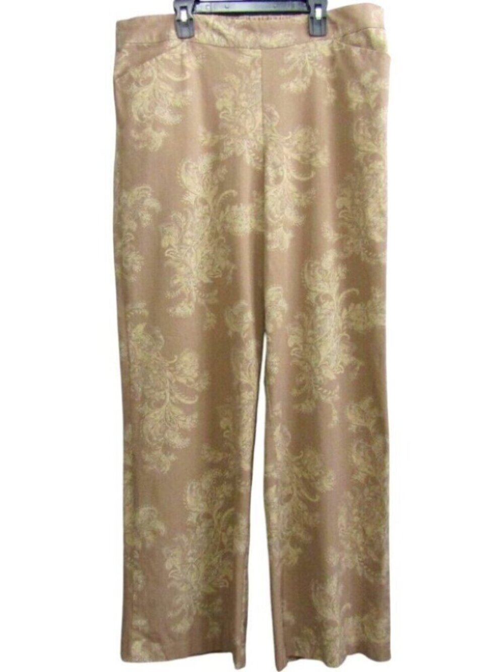 Isaac Mizrahi Regular Printed 24/7 Wide Leg Pants Size 16 Brown Floral Paisley